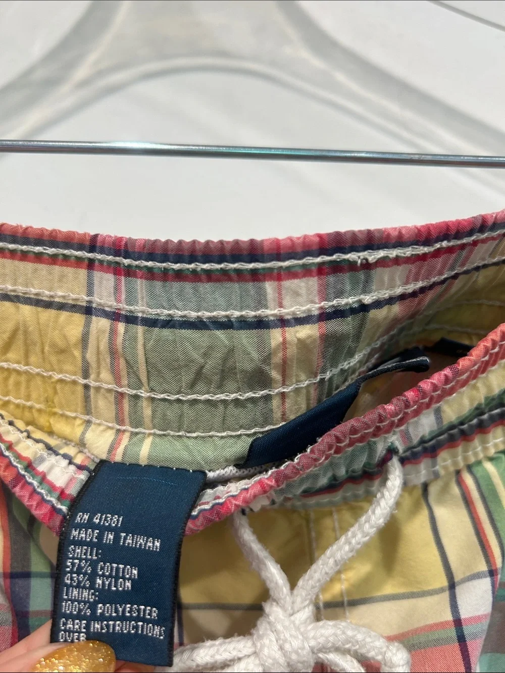 Vintage 90s polo Ralph Lauren Multi-Color Plaid Drawstring swim Shorts men’s L